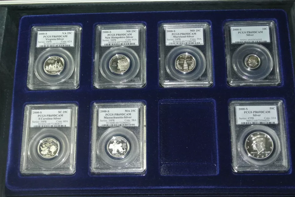 PCGS PR69, 1999 S -2004-S SILVER PROOF QUARTERS, DIMES AND HALF DOLLARS & CASE - Image 4 of 4