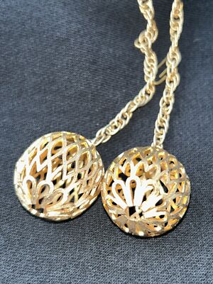 Vintage Gold Tone Chain Link Belt Filigree Balls | eBay display picture 1