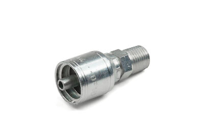 Hydraulic Crimp Hose Fitting - M Pipe - Rigid - 1/2 ID, 3/8-18 Thread