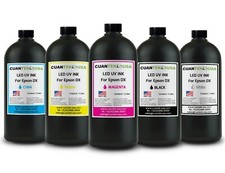 5 X 1000ml LED Curable UV Inks, CMYKW for Epson L800 i3200 DX5 XP600 MADE IN USA
