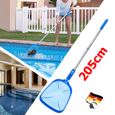 Poolkescher Feinmaschig mit Teleskopstange 205cm Pool Kescher für Schwimmbad DHL