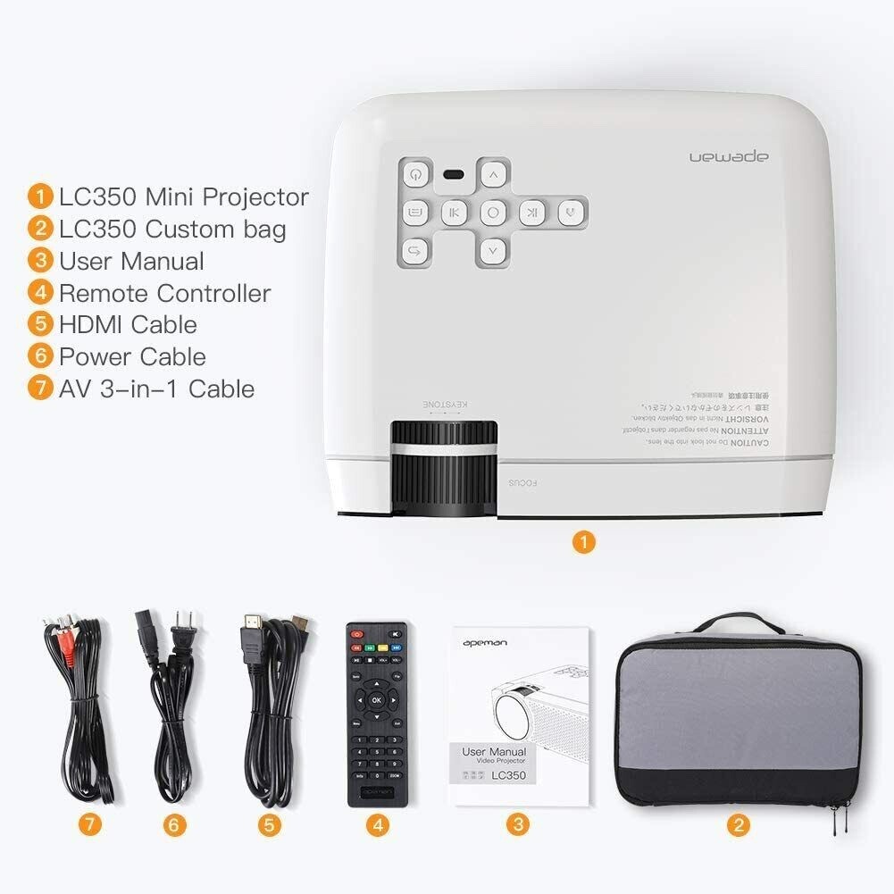 【最終値下げ】小型プロジェクター apeman LC350 APEMAN LC350 (Upgraded) 5000K Mini Projector Home Movie TV Video