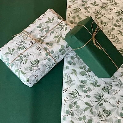 Tissue Paper Eucalyptus Patterned & Green Mixed Pack Luxury Sheets Eco Gift Wrap