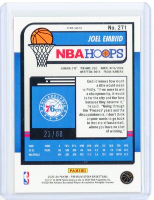2023-24 Panini NBA Hoops Premium Stock JOEL EMBIID 76ers Red Scope