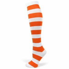 Women's Halloween costume White/Orange Stripe Knee High Socks PM015