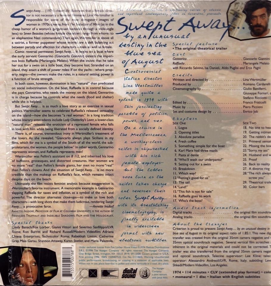 Swept Away Laserdisc Criterion Collection - Image 2 of 2