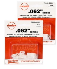 Molex 2-Pin Connector Kit 0.062" Crimp Terminals 18-22 AWG 6 Match Set