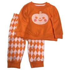 Infant Girls Baby Pumpkin Halloween Outfit Sweatshirt  Joggers Set