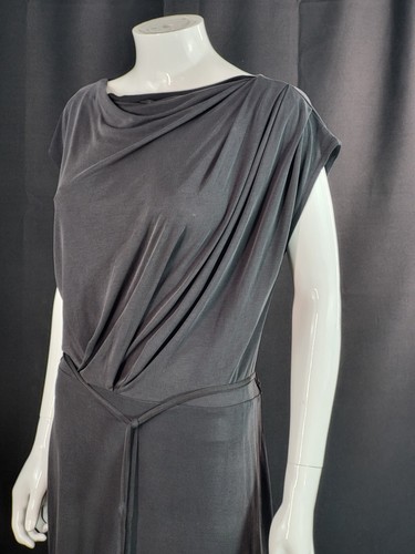 Oasis Grey Smart Work Office Ocassion Dress Size M New Modal Polyester Mix Belt - Picture 6 of 10
