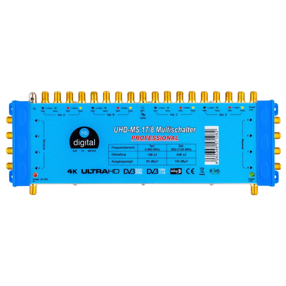 Multischalter 17/8 pmse 4 Satelliten 8 Teilnehmer Verteiler Multiswitch HDTV 3D - Bild 2 von 4