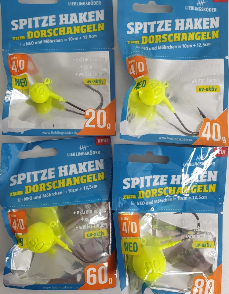 Lieblingsköder Spitze Haken 4/0 NEO Möhrchen Jig 20g 40g 60g 80g 100g Jigkopf
