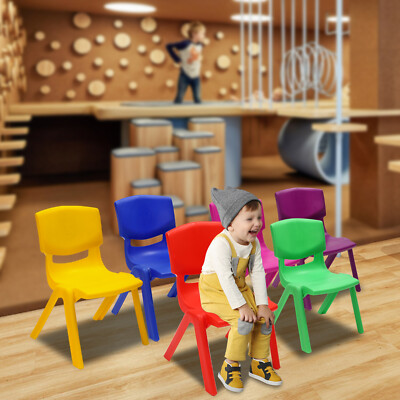 Stackable 6 Pcs School Chairs Kids Plastic Stack Chairs Toddler Chair Multicolor