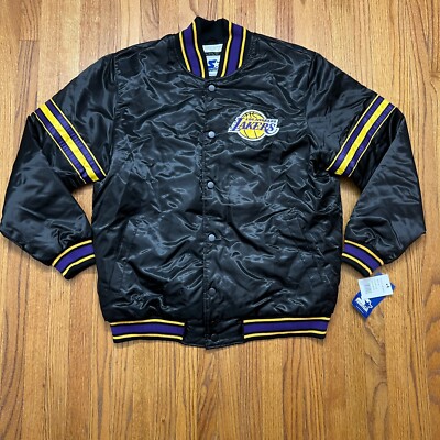 Starter LA Los Angeles Lakers Satin Full-Snap Varsity Jacket Black