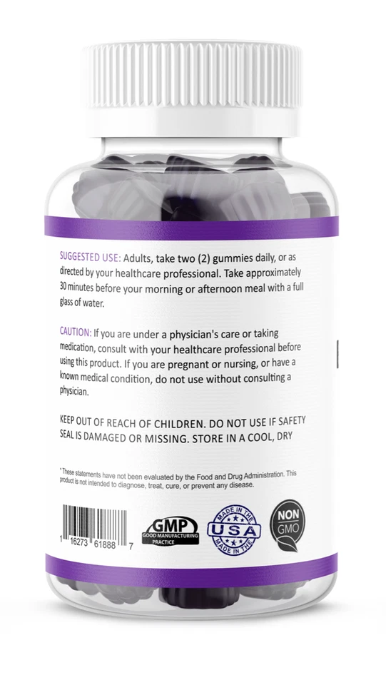 Black Elderberry Gummies Vitamin C Zinc 260mg Natural Berry Flavor Immune Boost  - Image 3 of 4