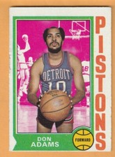 Don Adams Detroit Pistons 1974-75 Topps #4 Northwestern Wildcats South Fulton GA