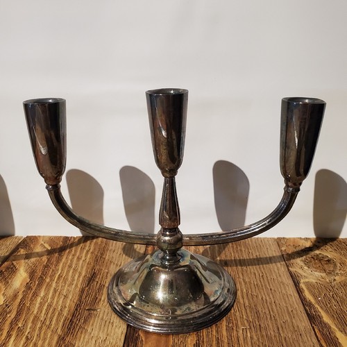Antique Wm Rogers Eagle Star Silver Plate Silverplate 3 Arm Candelabra 916 - Picture 6 of 13