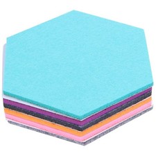 Set Of 6 Hexagon Felt Pin Board Self Adhesive Bulletin Photo Cork Boards 5596