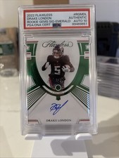 2022 Panini Flawless Drake London RC Shadow Signatures Emerald /5 Falcons