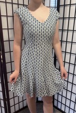 Taylor Size 4 Dress Retro Sky Blue & White Sleeveless Knee Length EUC