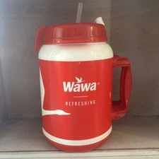 Wawa Whirley 64 oz Hot Cold Insulated Jumbo Travel Mug/Jug w/Straw Red & White