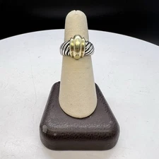 David Yurman Sterling Silver & 14k Gold Cable Shrimp Ring Size 7