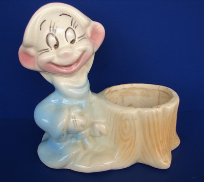 Vintage Disney Snow White Dopey Ceramic Pottery Planter As Is Nice condition
