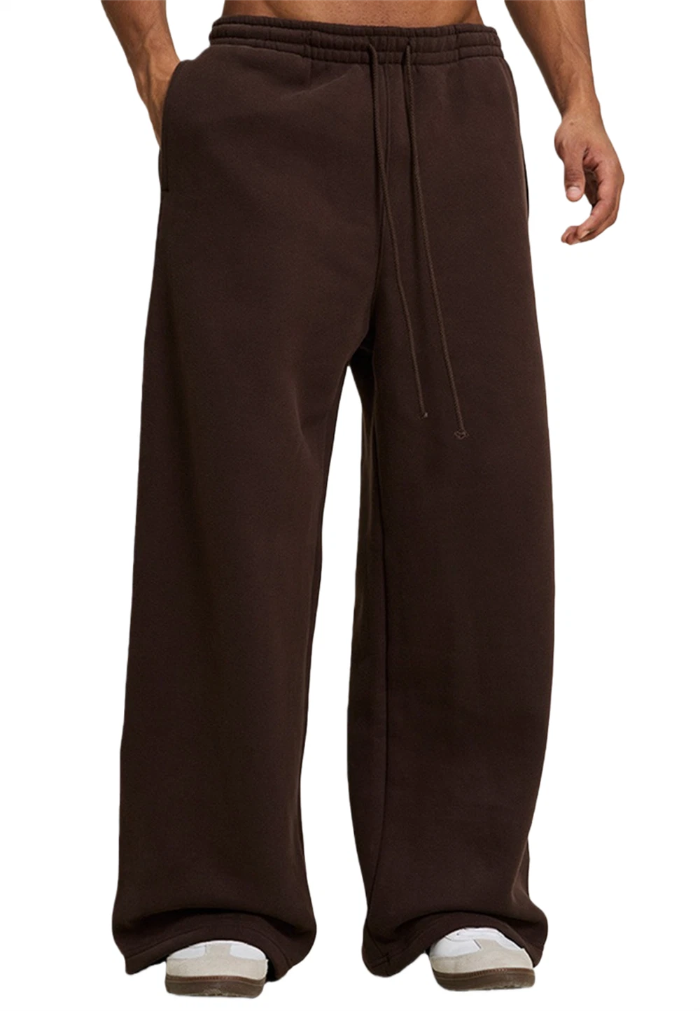 Mens Fleece Lined Wide Leg Sweatpants Loose Pants Lounge Joggers Sweatpants