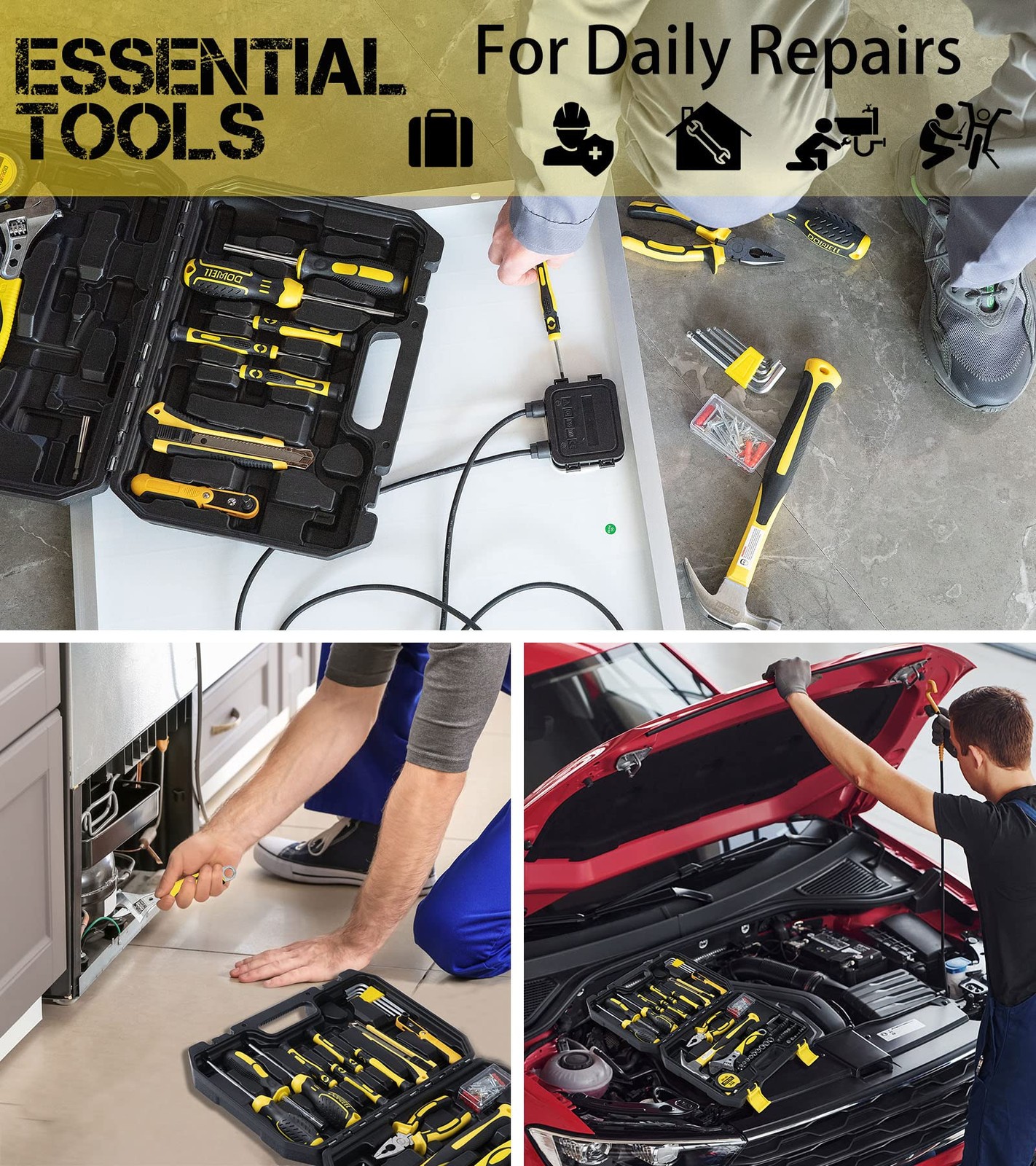New DOWELL Tool Set Auto Repair Household Kit with Socket, Wrench, Screwdriver