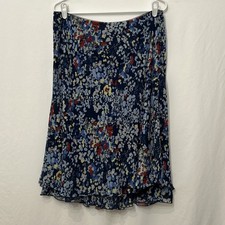 Vtg Y2K 90s Midi Skirt Sz L Cottage Feminine Floral Office Fairy Elastic Waist