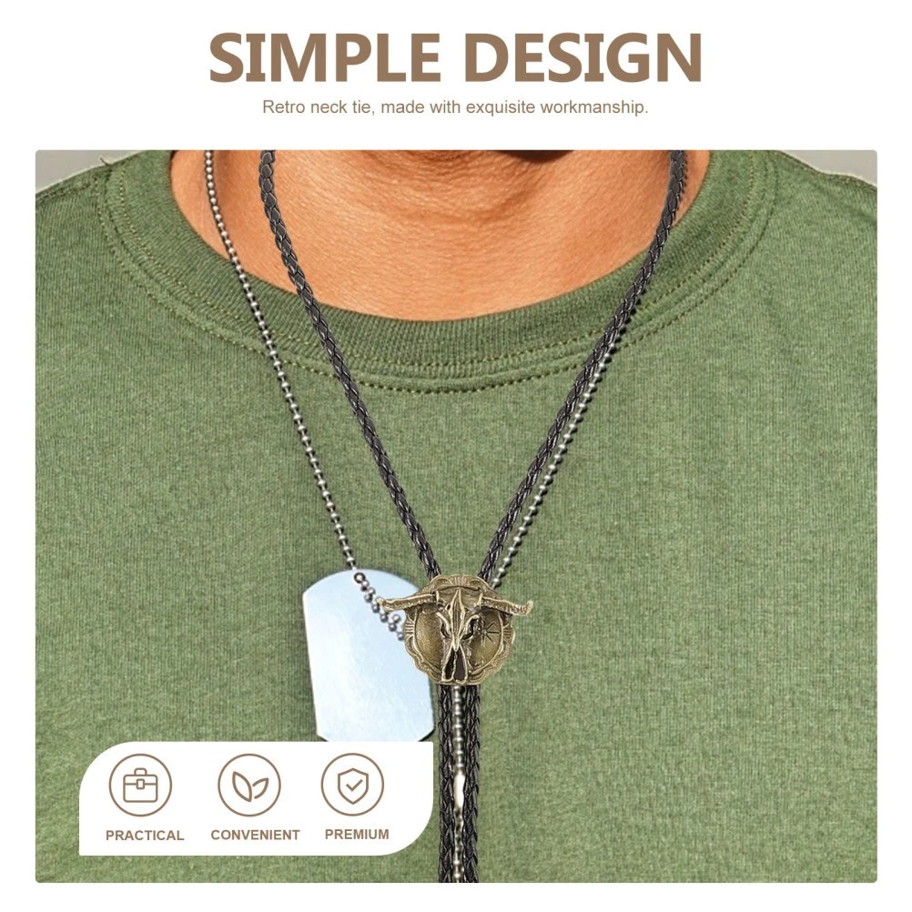 Men Tie Neck Pendant Men Shirt Suit Neck Chain Cow Necktie Western Necklace