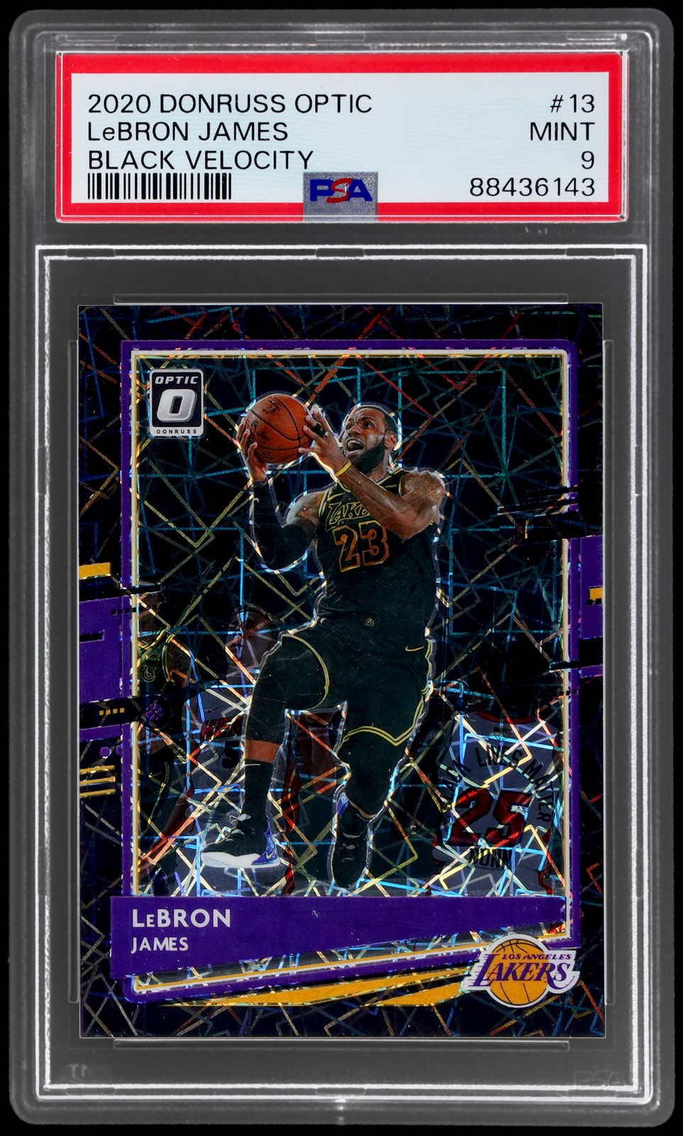 2020 Donruss Optic Lebron James #13 PSA 9 Black Velocity 25/39 Basketball Mint