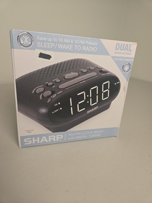 Sharp Digital Dual Alarm Clock with AM/FM Radio New