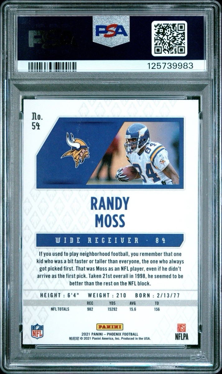 2021 Panini Phoenix Football Randy Moss Fire Burst #54 SP PSA 10