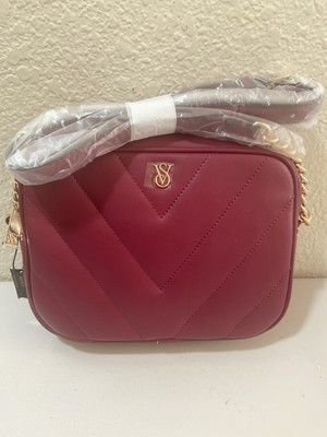 Victoria's Secret Top Zip CrossBody Camera Leather Shoulder Bag NWT $65 Wine