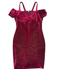 GUESS Cold Shoulder Velvet Dress Wine preppy babydoll Sz 14 A007004