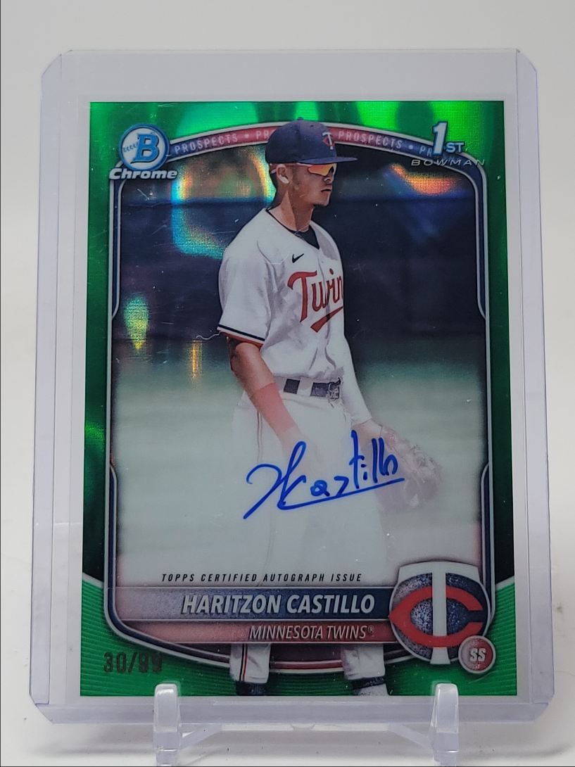HARITZON CASTILLO 2025 BOWMAN CHROME 1ST GREEN LAVA REFRACTOR AUTO /99 Q5451