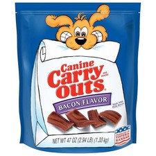 Canine Carry Outs Bacon Flavor Dog Treats 47oz Bag Large Dog Snacks Bacon Let