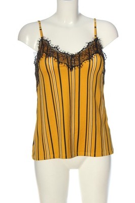 AMISU Spaghettiträger Top Damen Top Gr. DE 34 blassgelb-schwarz Casual-Look