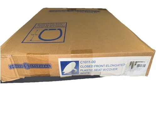 Jones Stephens Closed Front Elongated Plastic Toilet Seat W/Cover 18.5" White - Picture 4 of 9