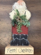 Handmade Primitive Style Folk Art Santa Claus Figurine Christmas Decor 16 Tall