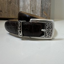 Brighton Brown Croc/Braid stamped Silver Tone Buckle Adjustable Size M