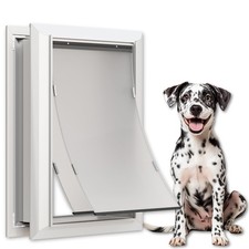 Large Dog Door for Door Heavy Duty Double Flap Magnetic Weatherproof silver