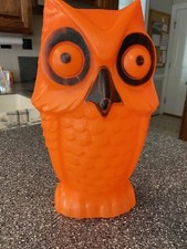 Vintage Orange and Black Blow Mold Halloween OWL