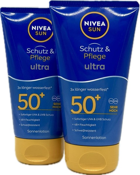 2X Nivea Sun Schutz & Pflege Ultra Sonnencreme / Sonnenlotion 50+ Lsf, 2X 150Ml-image