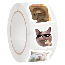 500 Cat Emoji Meme Sticker Rolls Waterproof Vinyl Sticker Animals For Skateboar