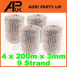 4 Rollen 200m x 3mm 9 Litzen Elektrozaun Polydraht Polydraht Zaun Energiser