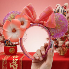 Disney Parks Orange Plumeria Aulani Hawaii Exclusive Minnie Ears Headband New