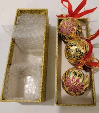 Lillian Vernon Cloisonné Ball Christmas Set Of 3, 1 1/2", Ornaments 001145 