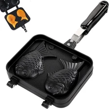 ZOOFOX Taiyaki Fish-shaped Cake Pan, Non-stick Waffle Maker with Black 