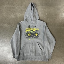 John Deere Hoodie Mens Medium Large Gray 9630 Tractor Power Farmer Graphic